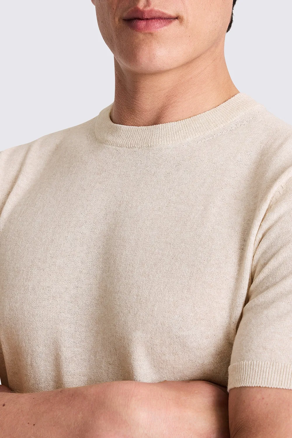 Men's Black Linen-Blend T-Shirt
