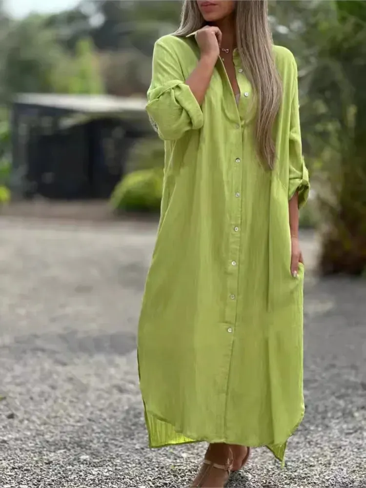 Long Sleeve Cotton Blend Long Skirt