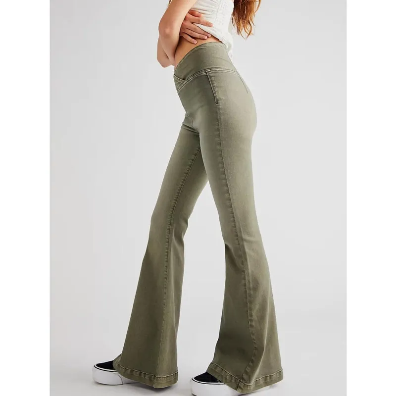 Asymmetric Waist Flare Jeans