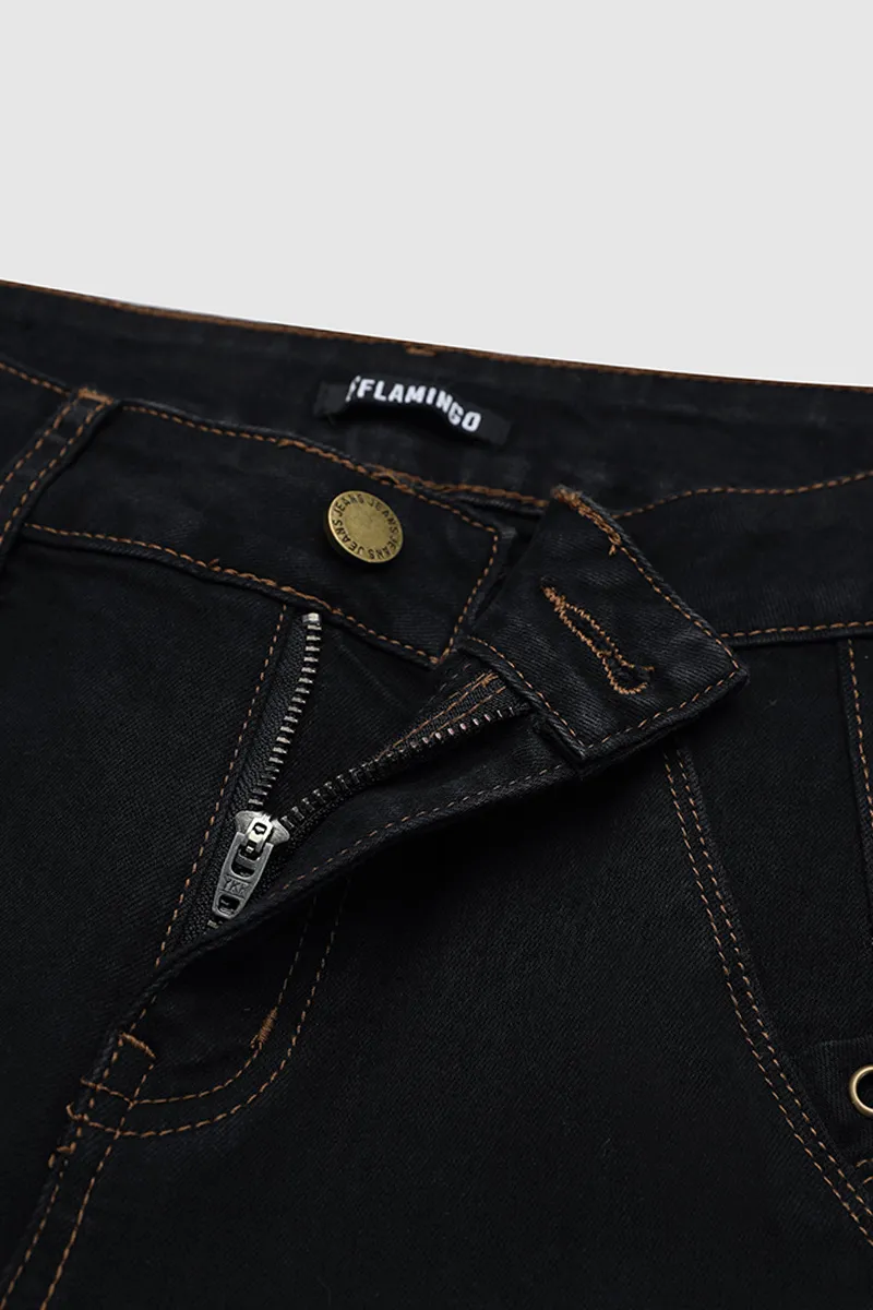 Zipper Mid Waist Capris Denim Bottom