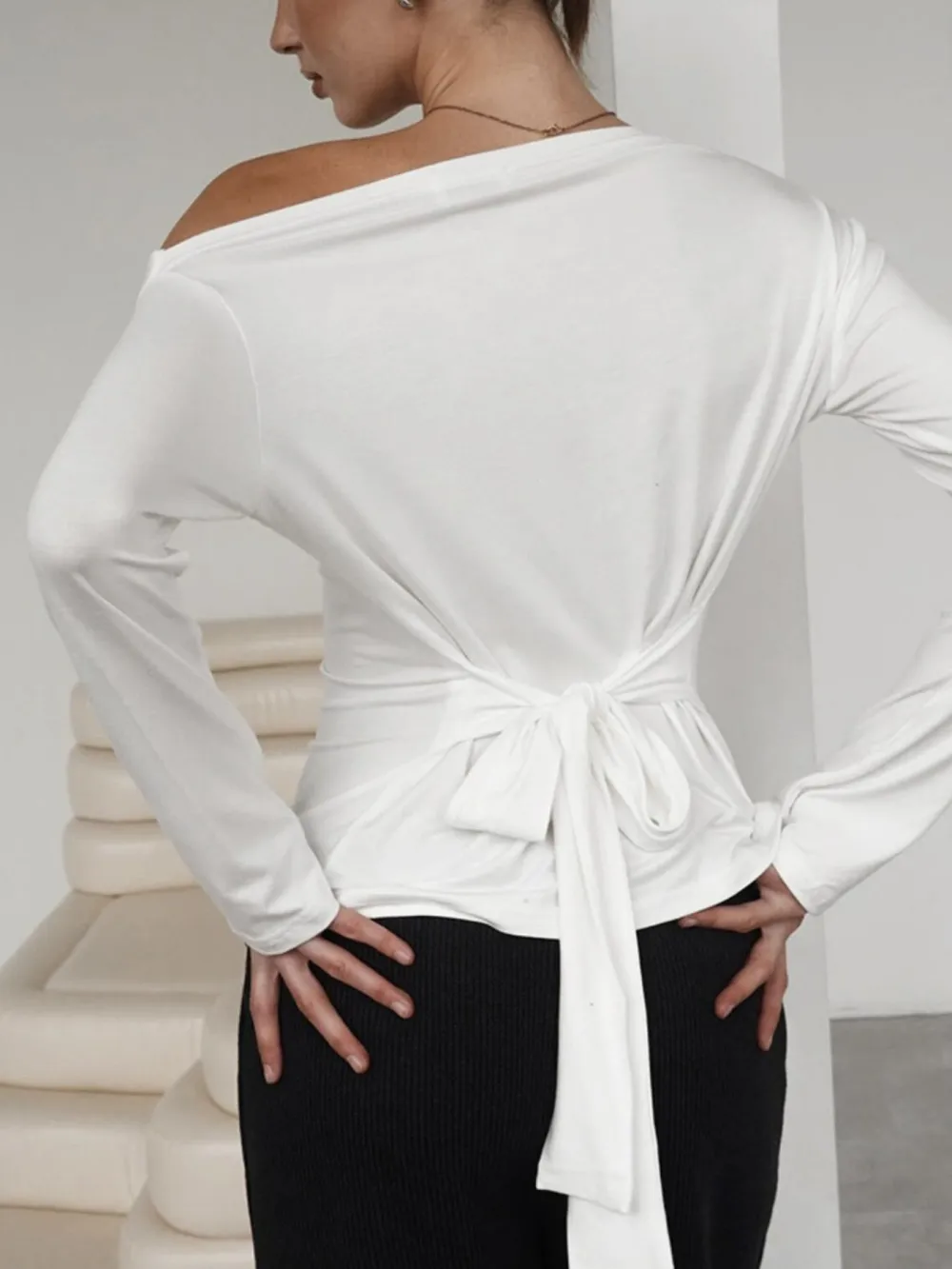 One Shoulder Long Sleeve Top