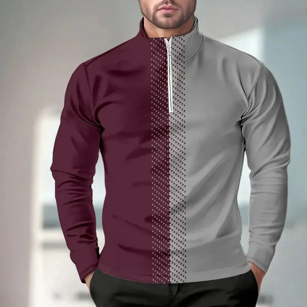 Casual Midweight Long Sleeve Pullover Golf Shirt