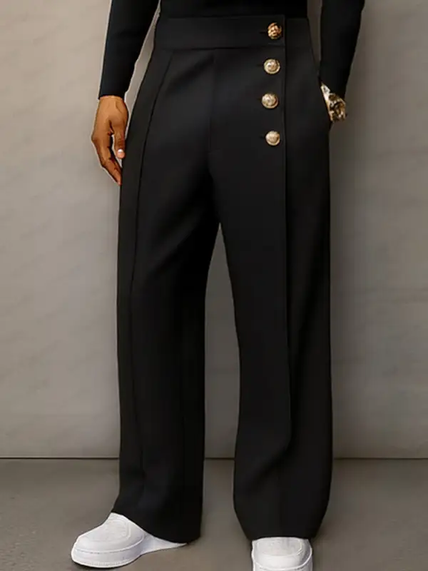 Soft Touch Button Detail Dress Pants