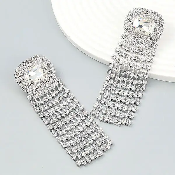 Rhinestone Crystal Tassel Earrings