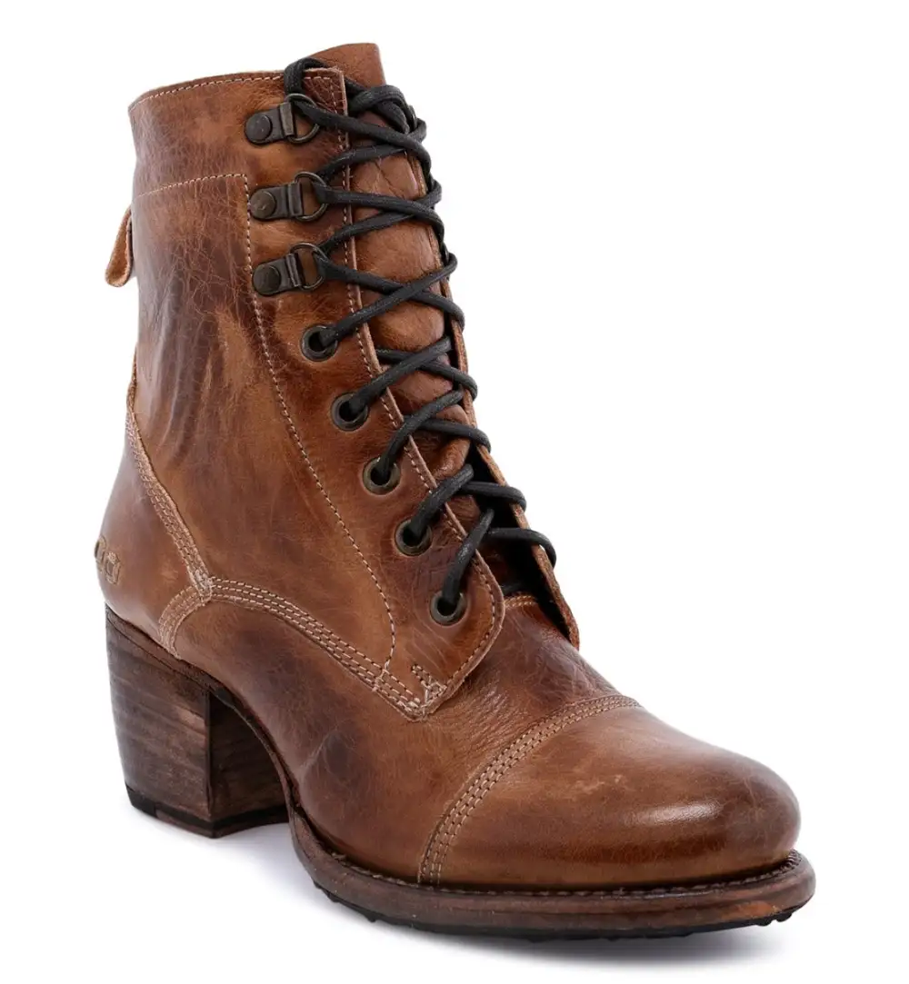 Cap-Toe Side-Zip Lace-Up Boots