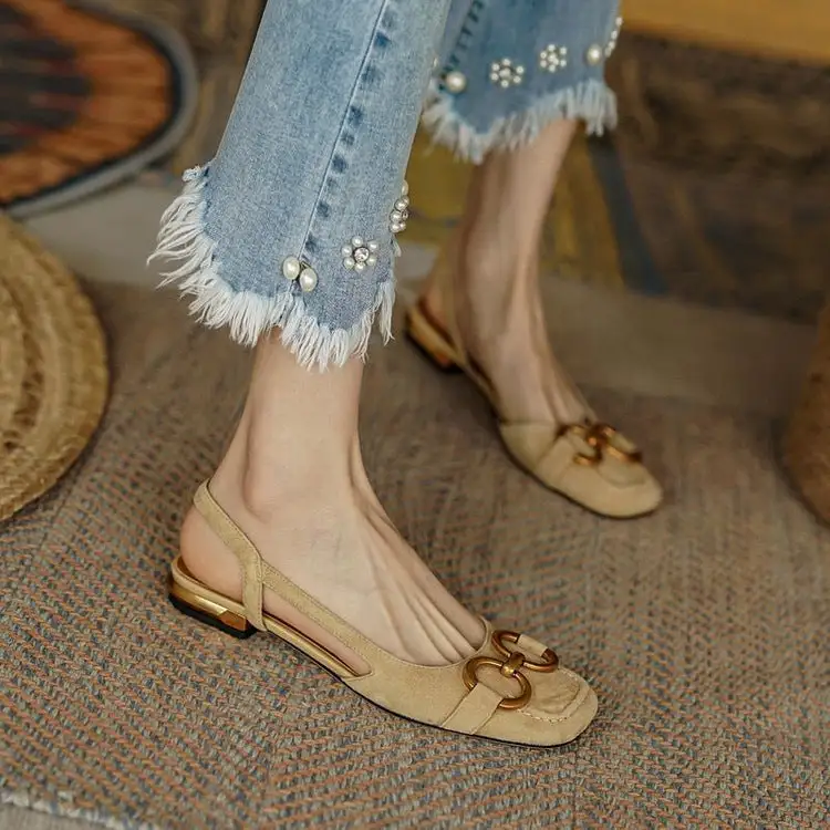 Polished Buckle Strap Sandals