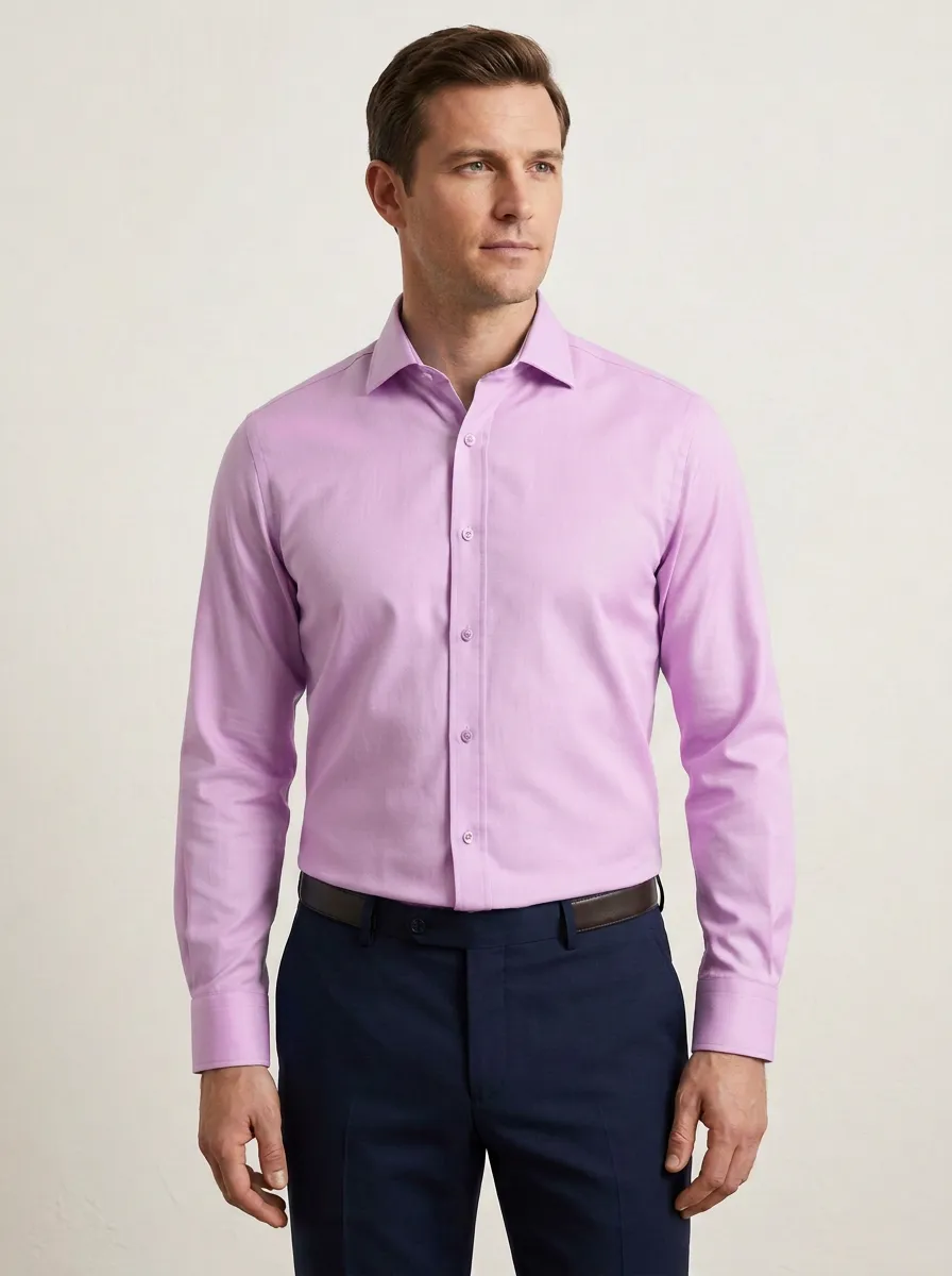 Men's Business Inspired Solid Dress Shirt