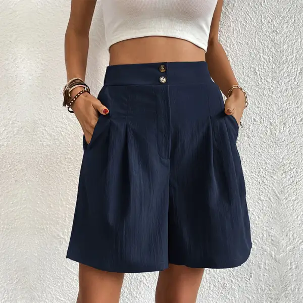  High Waist Pleated Shorts