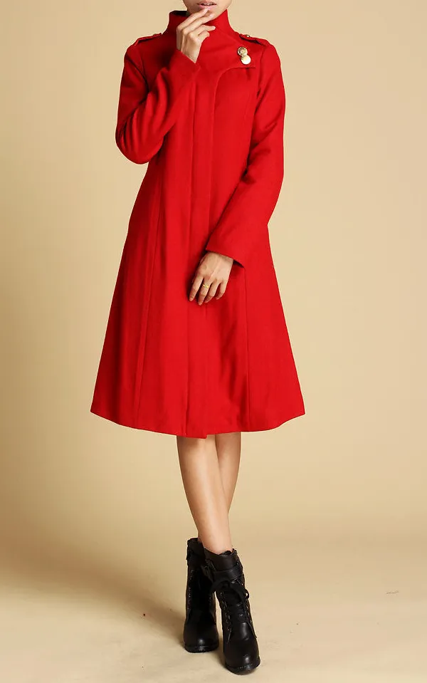 Refined Wool Blend Tailored Pocketed Midi Coat