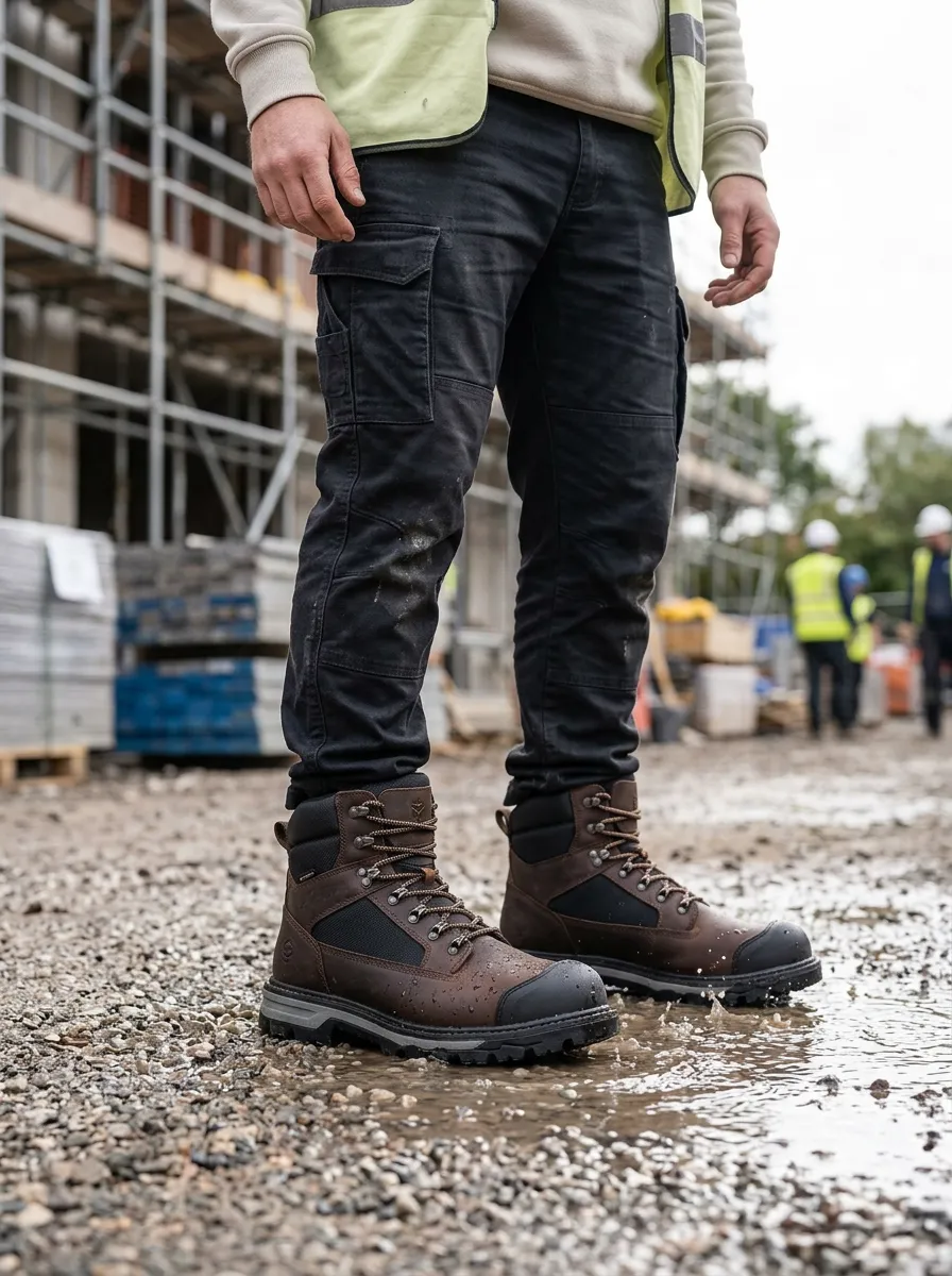 Men's Practical Waterproof Construction Graphic Detail Work Boots