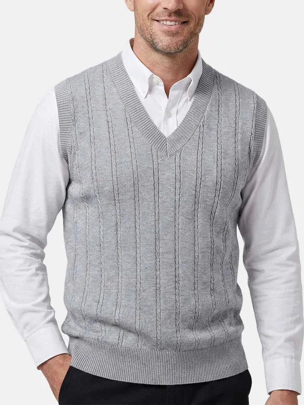 Cable Knit V Neck Sweater Vest