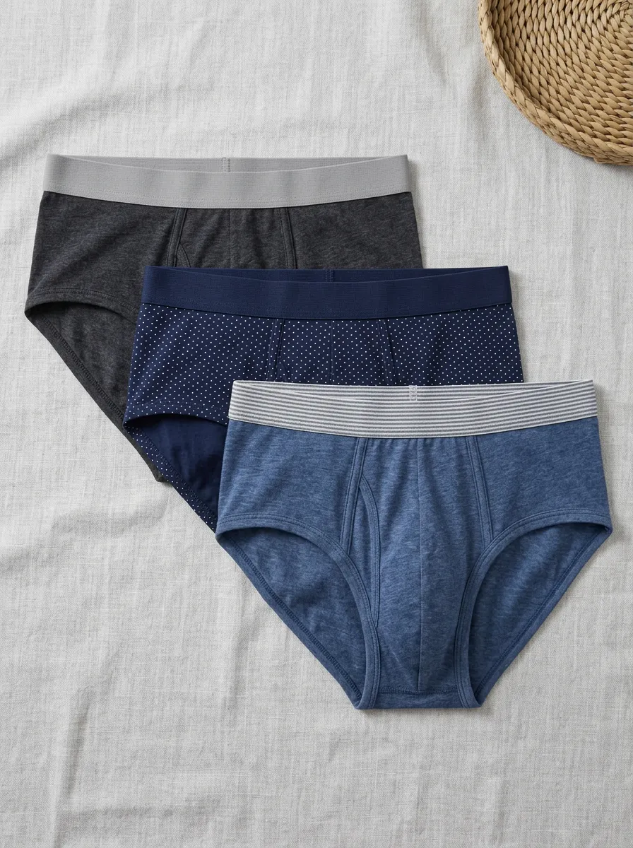 Men's Polka Dot and Solid Printed Briefs 3-Pack