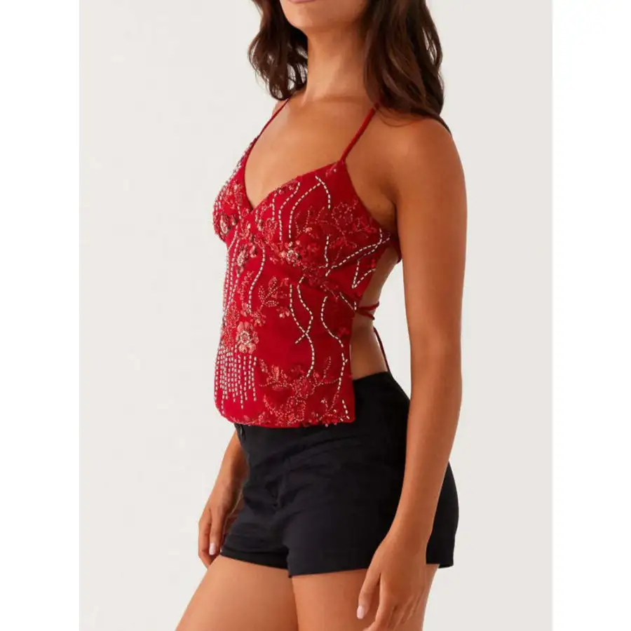 Crisscross Back V Neck Camisole Top