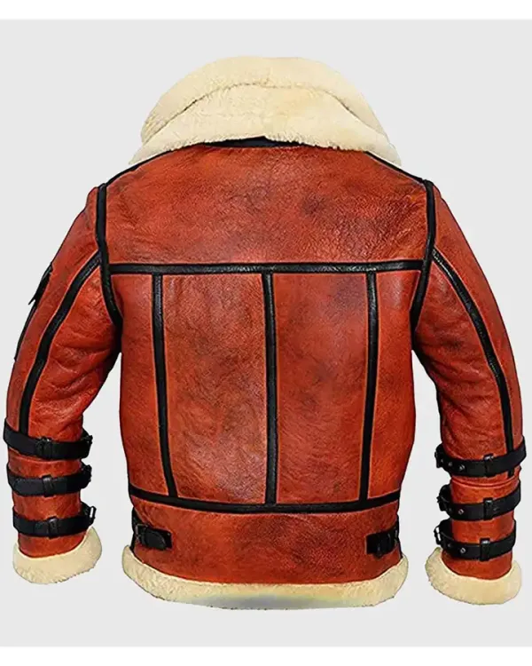 Aviator Shearling Double Collar Leather Jacket