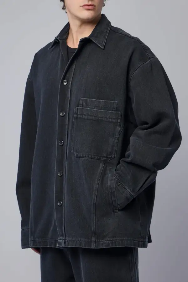 Denim High-Collar Jacket