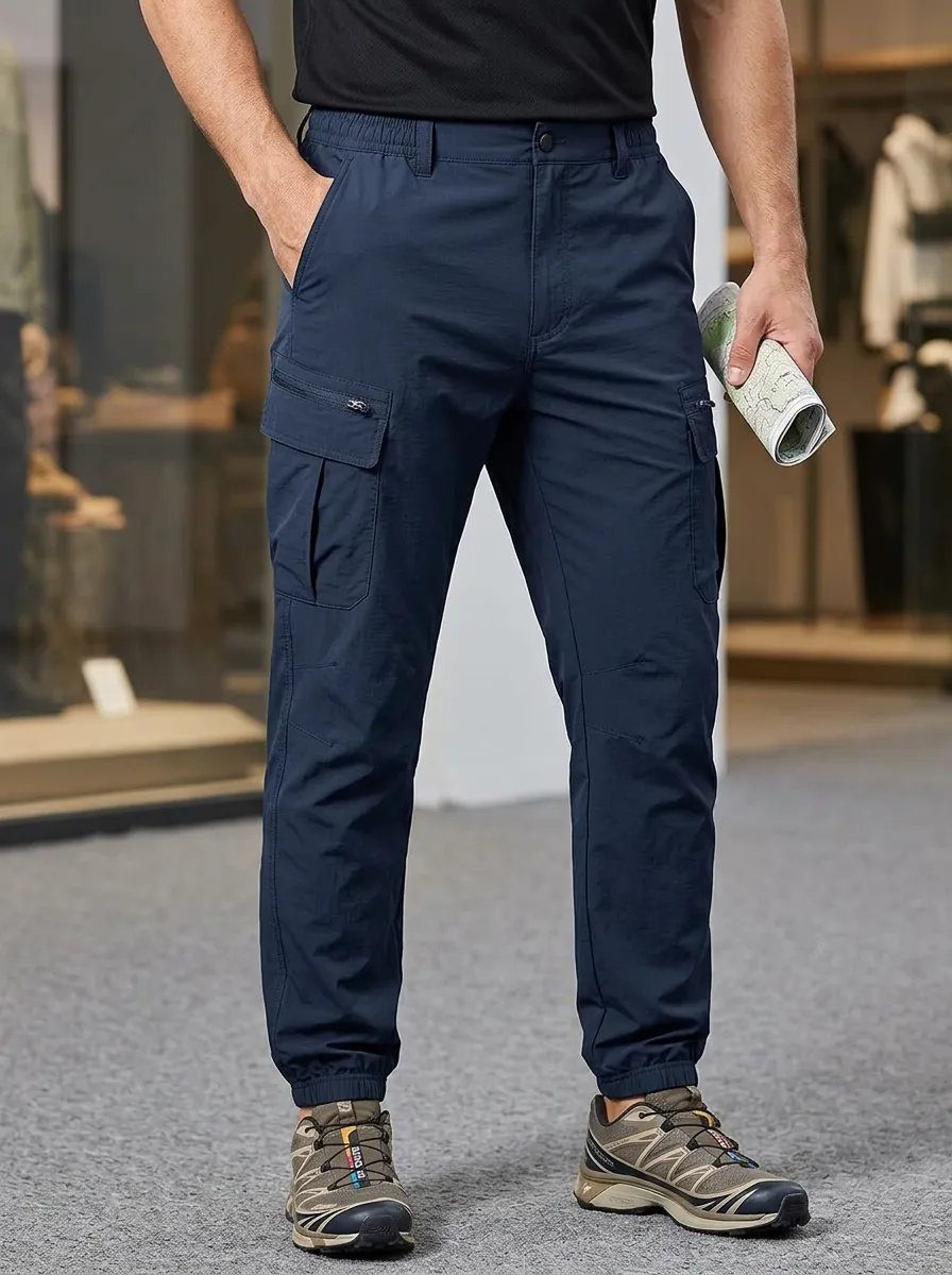 Men's Multi-Pocket Quick-Dry Active Belted Cargo Joggers