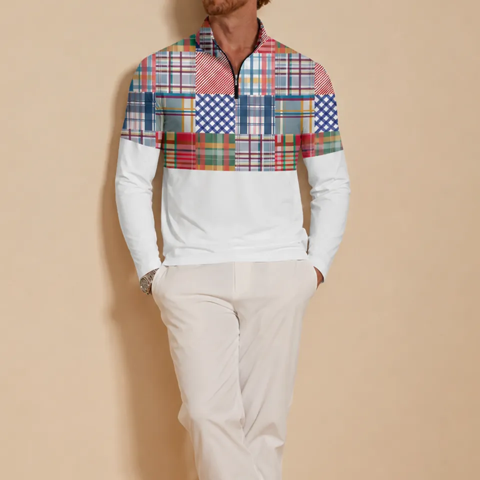 Lightweight Colorblock Long Sleeve Golf Shirt