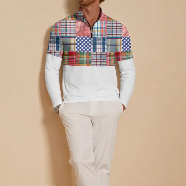 Lightweight Colorblock Long Sleeve Golf Shirt