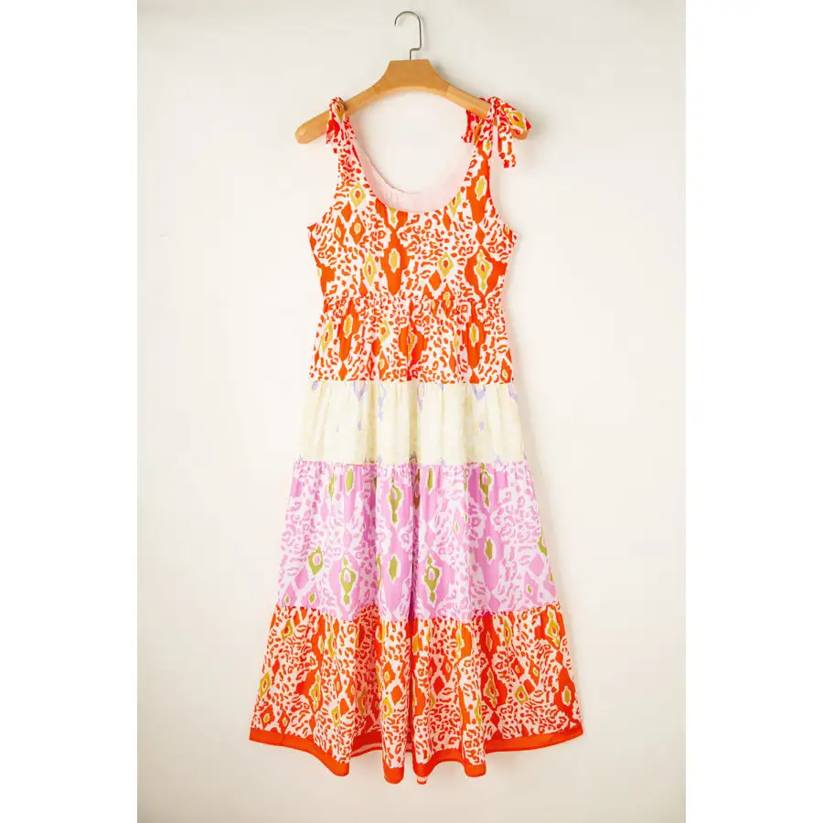 Tied Scoop Neck Sleeveless Midi Dress