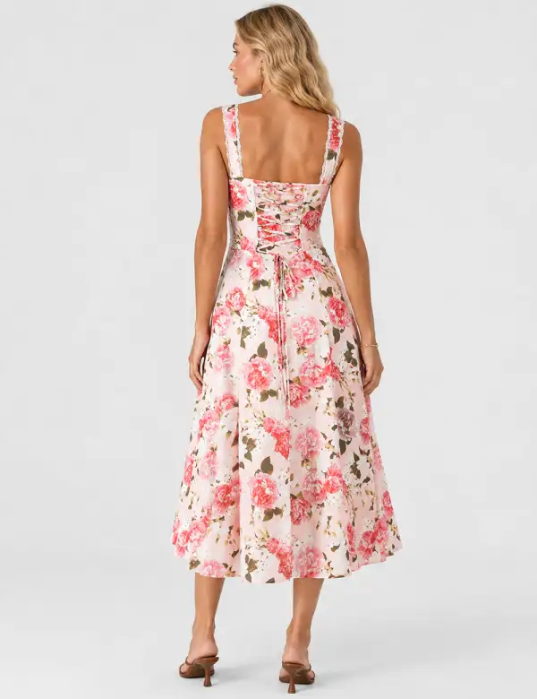 Elegant Sweetheart Neck Midi Dress