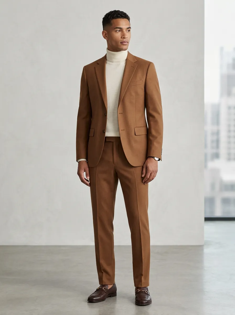 Men's Two-Button Notch-Lapel Flap-Pocket Suit Set