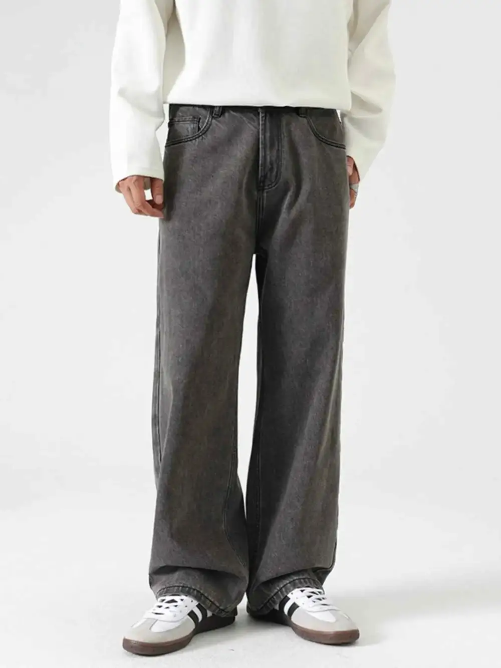 Clean Look Washed Wide Leg Jeans