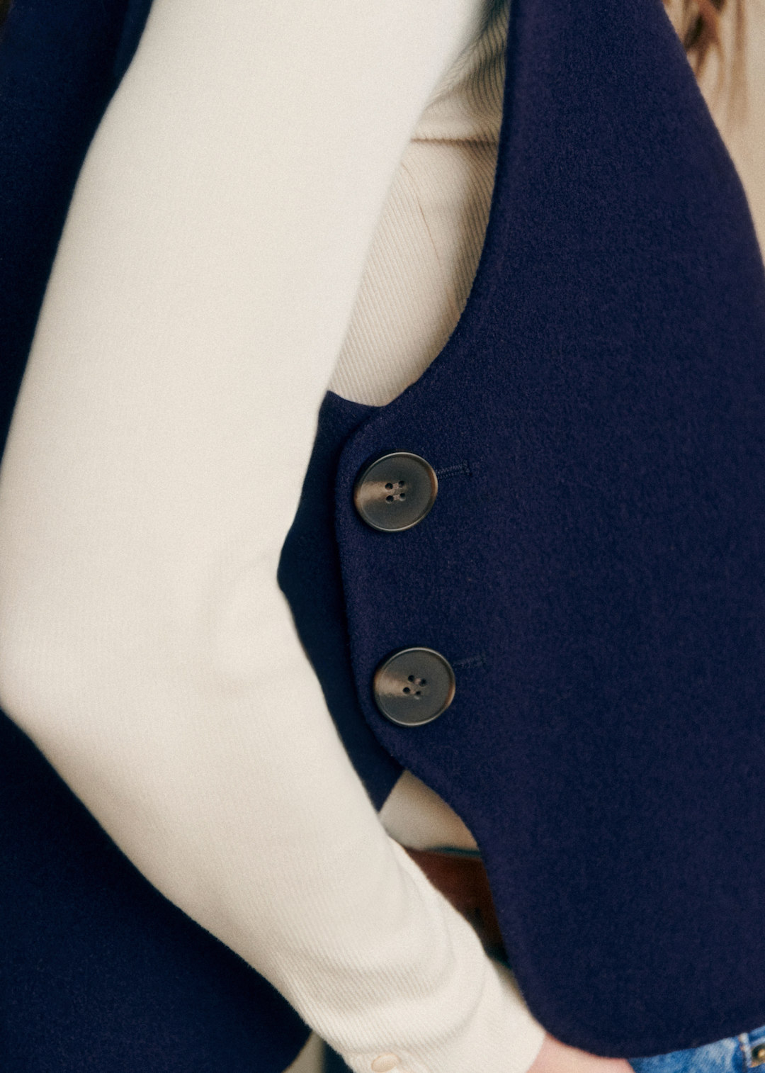 Solid Color Double-Faced Sleeveless Jacket