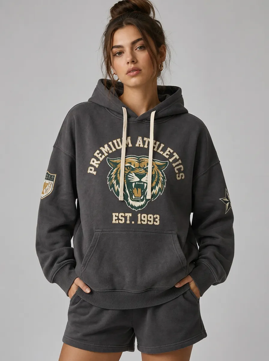 Women's Vintage Tiger Premium Athletics Printed Hoodie