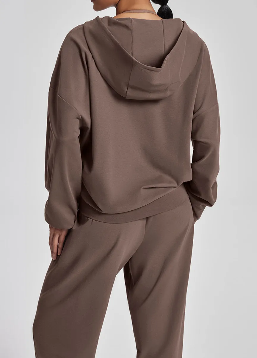 Relaxed Draped Kangaroo Zip Hoodie