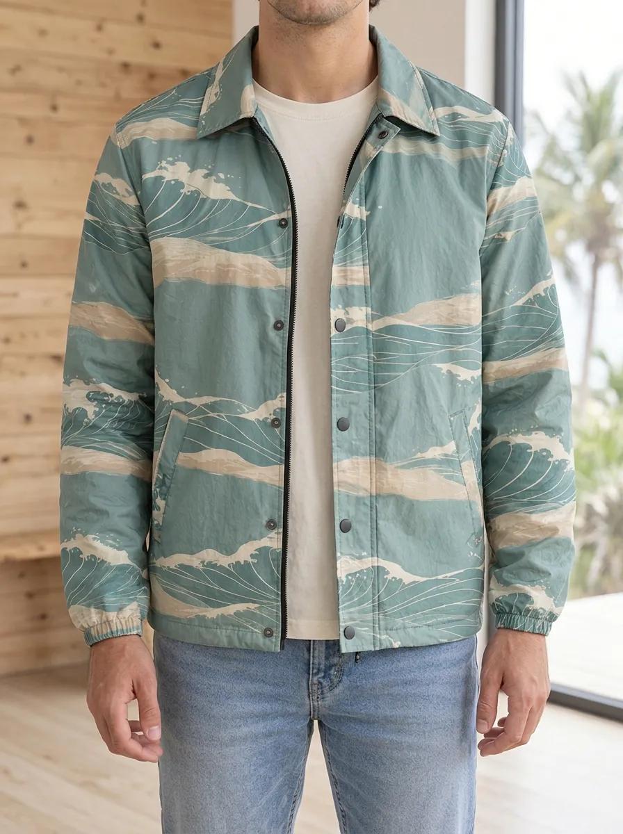 Men's Ocean Wave Aesthetic Japanese Rugged Journey Jacket