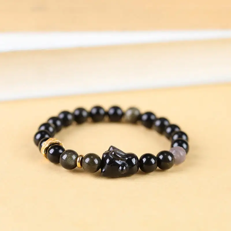Obsidian Cute Rabbit Bracelet