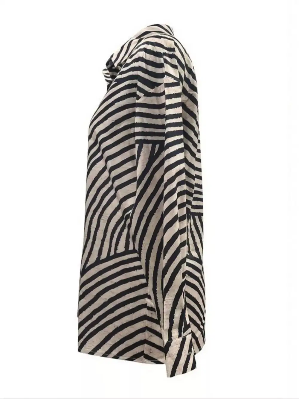 Striped Print Long Sleeve Button Down Shirt