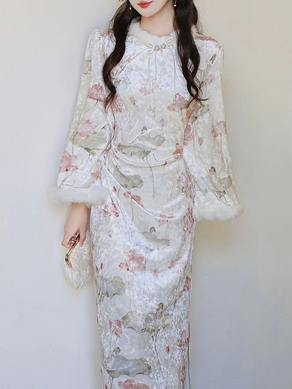 Velvet Cheongsam Cheongsam Maxi Dress