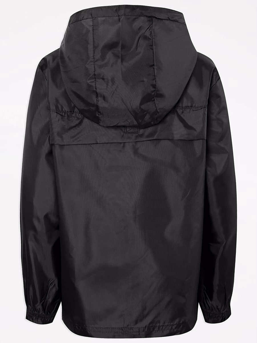Black Shower Proof School Pac A Mac Jacket detail 1