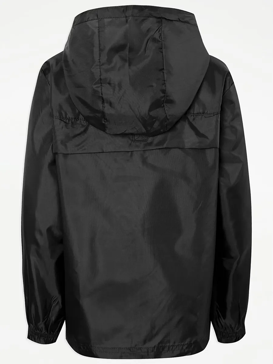 Black Shower Proof School Pac A Mac Jacket