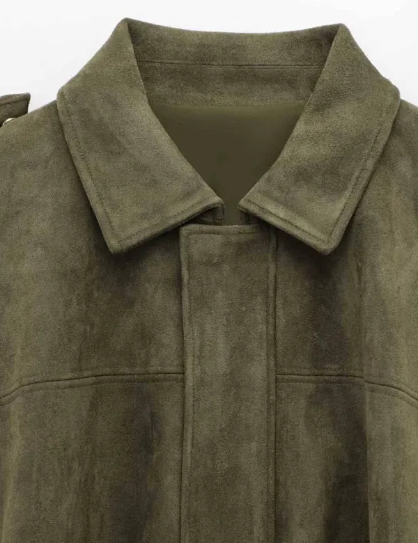 Faux Suede Zip-Up Bomber Jacket