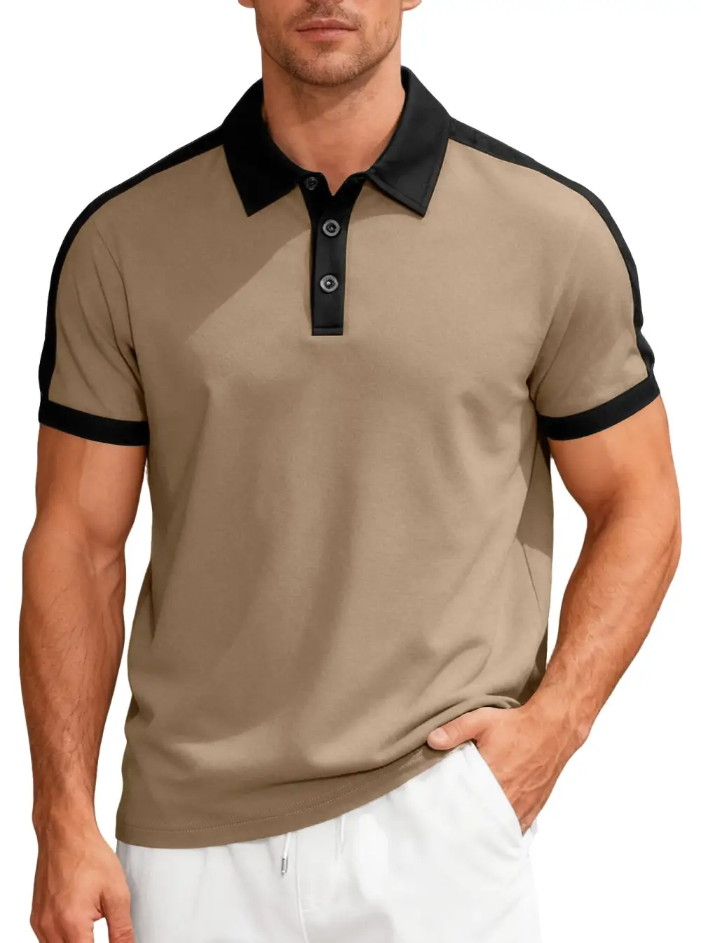 Vintage Contrast Trim Button Placket Polo Shirt