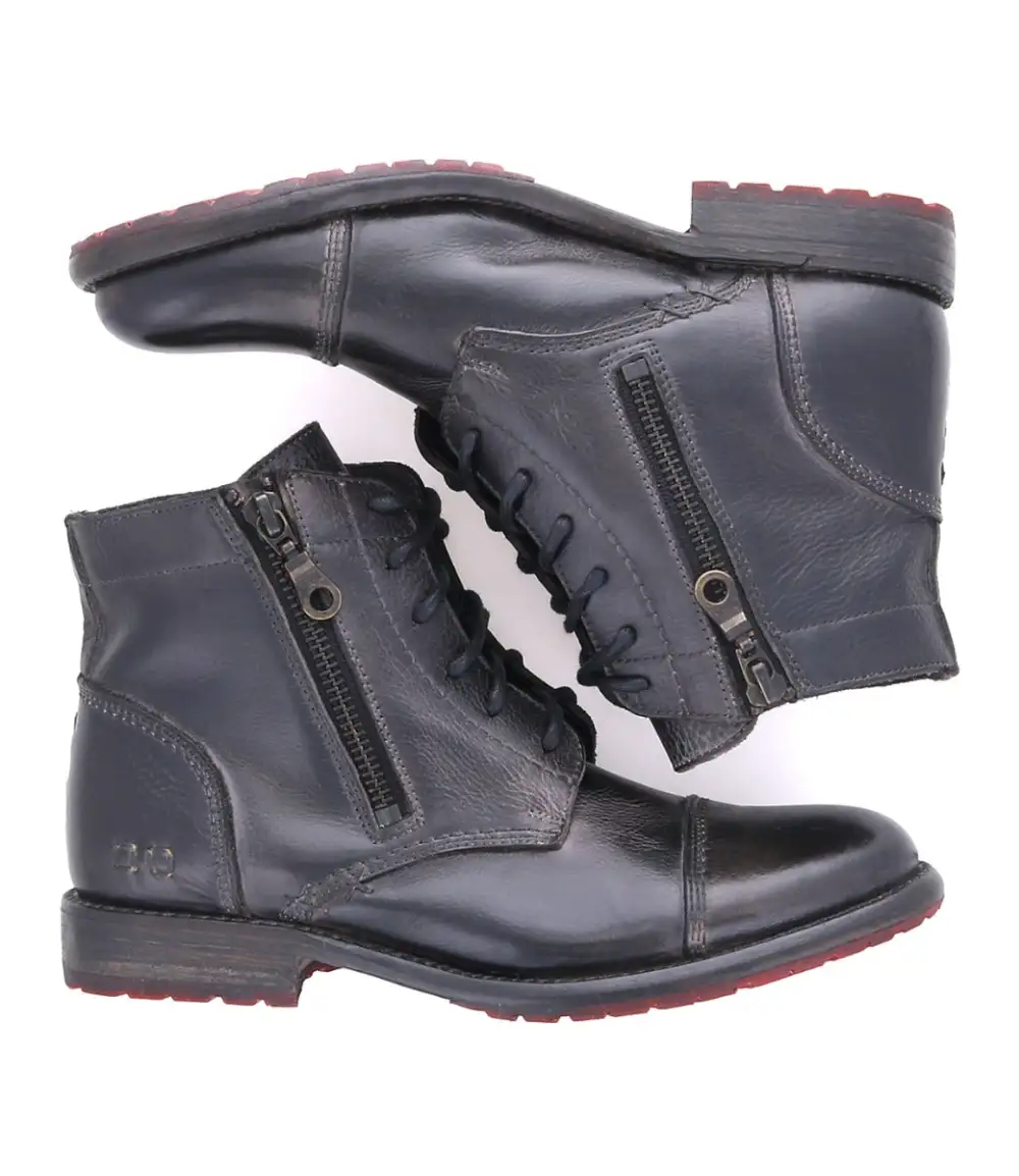 Cap-Toe Contrast-Stitched Combat Boots