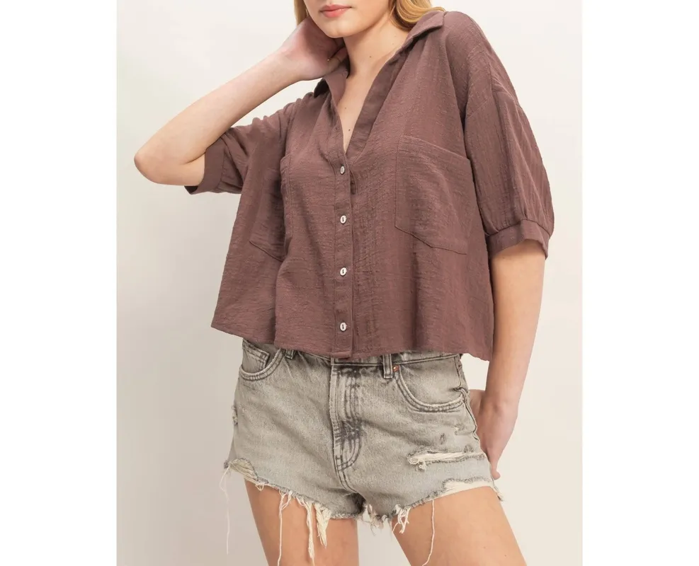 Textured Button-Up Shirt