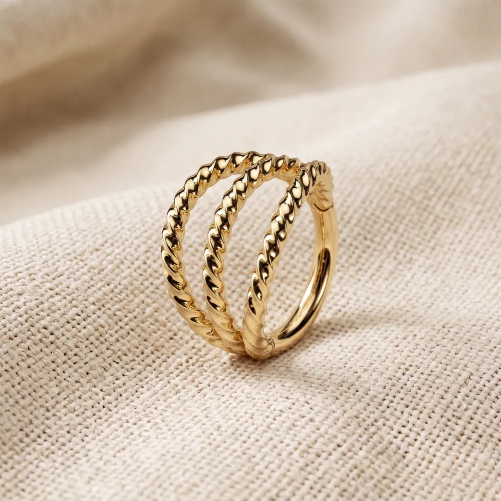 Textured Surgical-Steel Hinged Hoop Ring