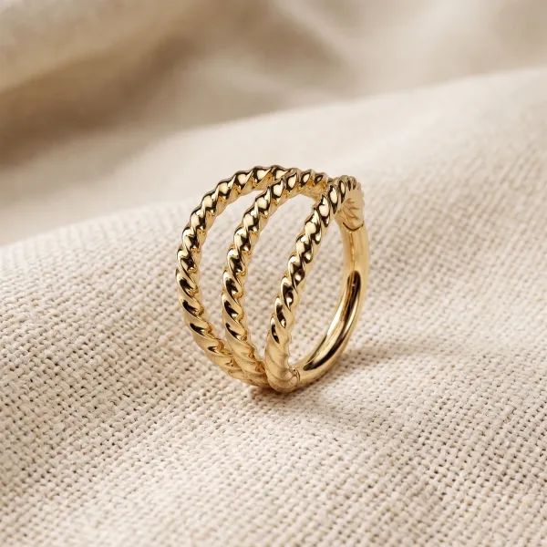 Textured Surgical-Steel Hinged Hoop Ring
