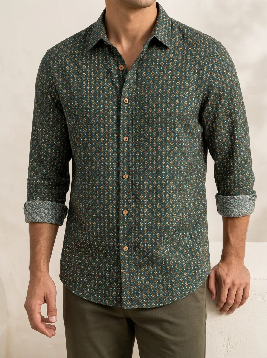 Men's Vintage Button Down Long Sleeve Shirt