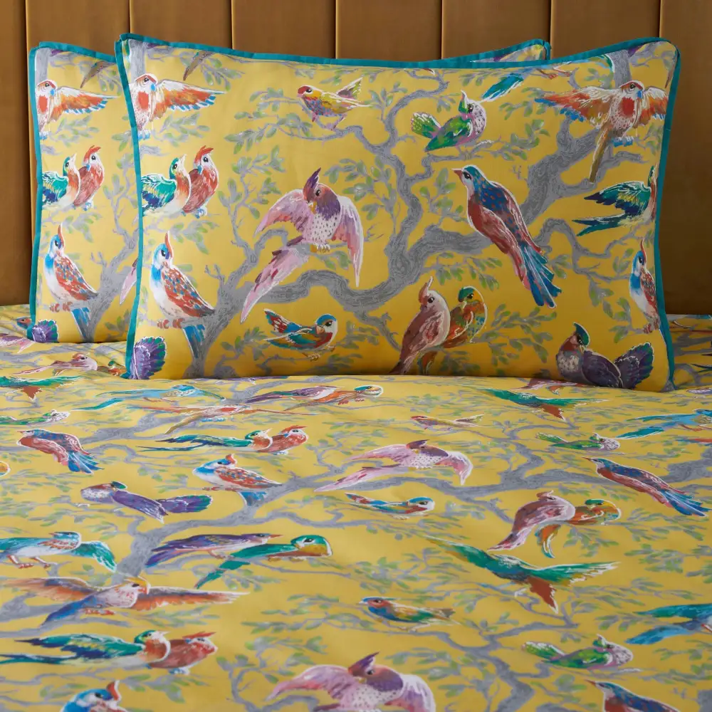 Modern Bedroom Bird Cotton Sateen Duvet Cover Set