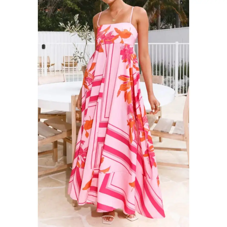 Casual Printed Square Neck Cami Maxi Dress