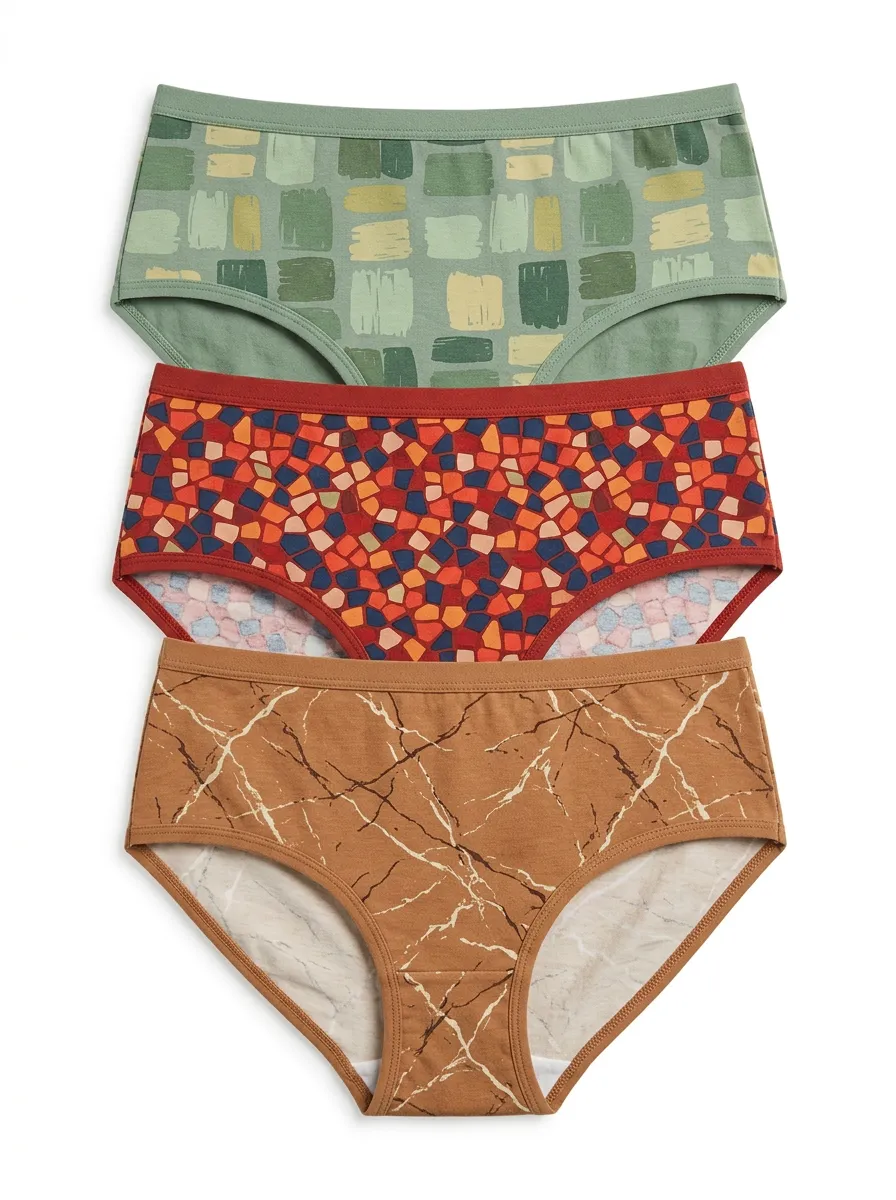 Mid Rise Marble Mosaic Classic Printed Briefs Three Pack
