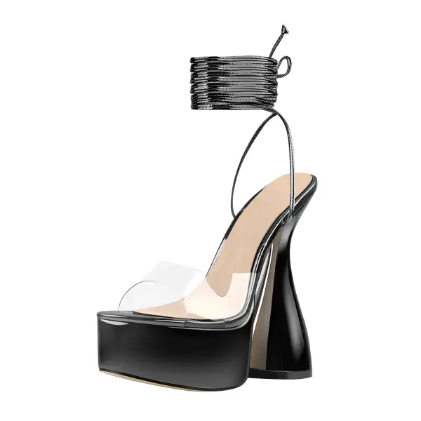 Platform Lace Up Chunky High Heel Sandals