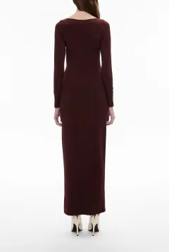 Loose Neck Knitted Figure-Hugging Dress