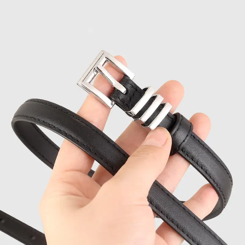Modern Skinny Leather Belt with Buckle
