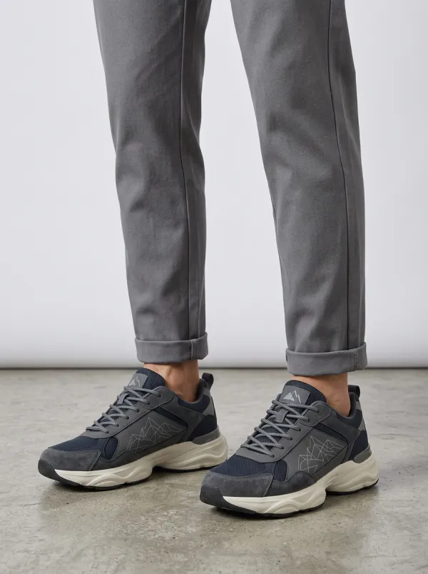 Men's Navy Outdoor Geometric Mountain Athletic Sneakers