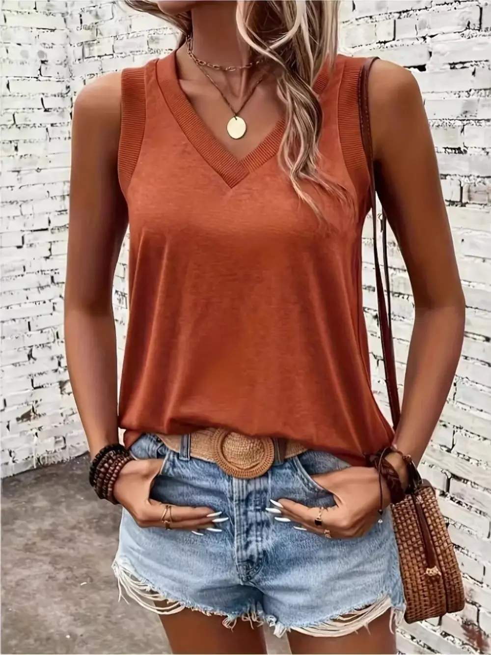 Everyday V-Neck Ribbed Tank Top